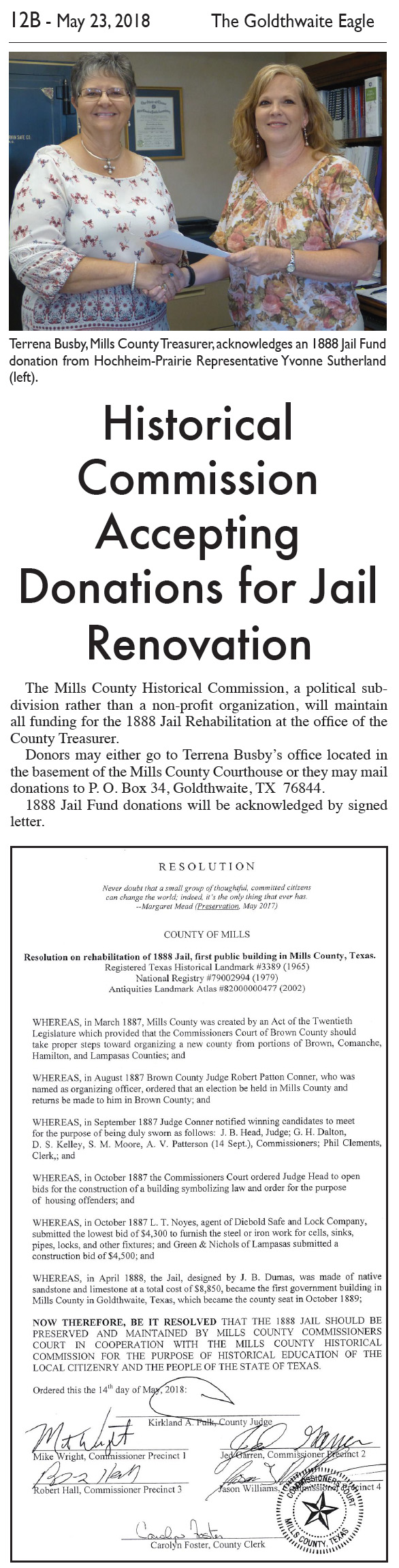 Accepting Donations for Jail Rehabilitation